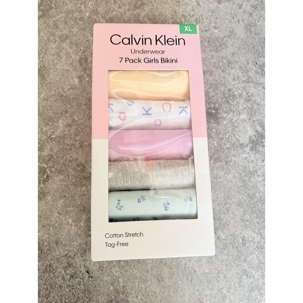 NEW Calvin Klein Girls’ 7 Pack Cotton Stretch Bikini Underwear Size XL